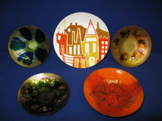 Enamel on copper decorative plates - 5 Mid - century Modern 3
