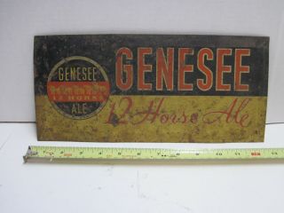 Vintage Genesee 12 Horse Ale Paperboard Easelback Tin Sign Beer Ad Rare