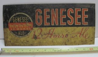 Vintage Genesee 12 Horse Ale Paperboard Easelback Tin Sign beer ad rare 2