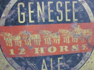 Vintage Genesee 12 Horse Ale Paperboard Easelback Tin Sign beer ad rare 3