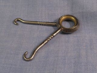 Antique Victorian Steel Double Swinging Sewing Box Chatelaine Button Boot Hook