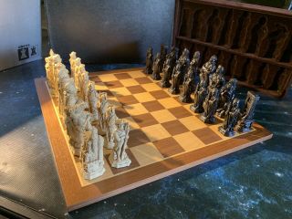 Rare Vintage French Revolution Chess Set Studio Anne Carlton With Finished Board