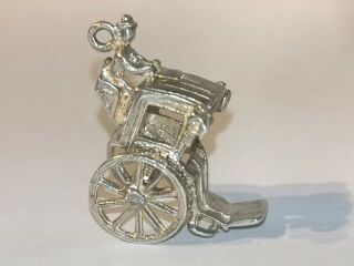Vintage Sterling Silver Coach Charm With Moving Wheels - Metal Detecting Find