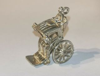 Vintage Sterling Silver Coach Charm With Moving Wheels - Metal Detecting Find 2