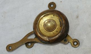 Antique Servants Butlers Bell Pull Brass Crank Return Spring,  Rosette