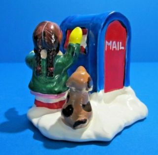 Dept.  56 snow village Girl and dog at mail box Cond.  RARE 3