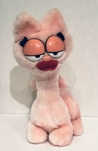 Vintage 80s Garfield Pink Arlene Cat Stuffed Plush Doll 1984