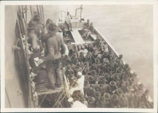 1924 Photo Us Marines Transport Island People Boat Water Rare Antique