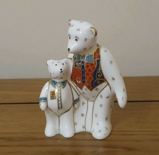 Rare Royal Crown Derby Miniature Bears - Daddy & George - C.  2000 -.