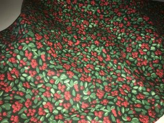 Swedish Vintage 1970s Round Cotton Tablecloth,  All - Over Design Of Red Berries1/2