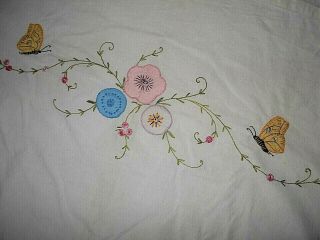 Vintage/antique Summer Quilt Hand Embroidered Floral Cotton Fringe Cutter? Guco