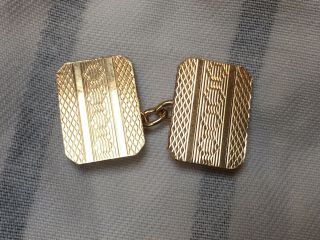 Art Deco 1920s To 1930s Antique 12ct Gold Front And Back Cufflinks 1.  6cm X 1.  2cm