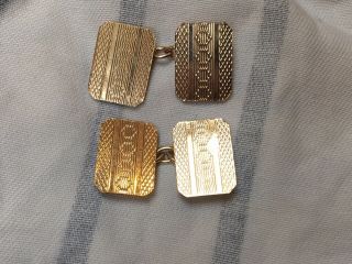 Art Deco 1920s to 1930s Antique 12ct gold front and back cufflinks 1.  6cm x 1.  2cm 3
