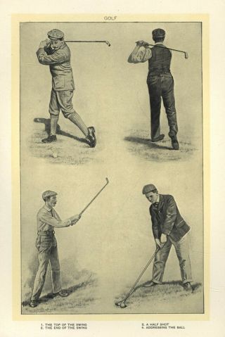Vintage Golf (swings) Print - Ca.  1900 - Illustrated Book Plate For Framing