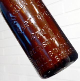 ANTIQUE Vintage ROPKINS Brown Glass Crown - Top BEER Bottle HARTFORD CONNECTICUT 2
