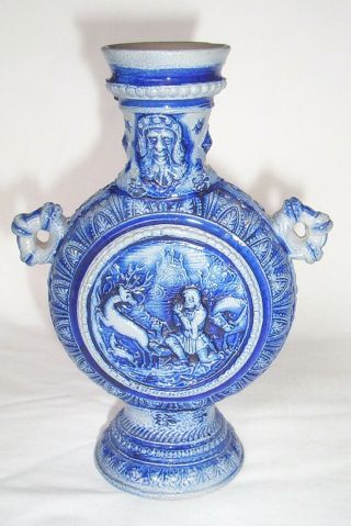 Westerwald Stoneware Vase Depicting Conversion Of Saint Hubert With The Stag