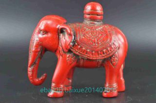 China Decorative Carved Elephant Shaped Coral Snuff Bottle B01