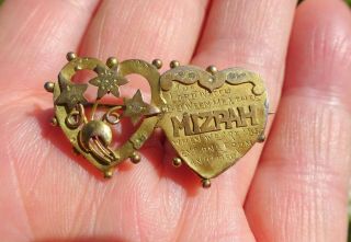 Jewellery Antique Mizpah Brooch With Moon And Stars Engraving Collectable Signed