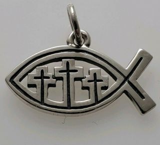 James Avery Rare Triple Cross Ichthus Pendant Sterling Silver Limited Edition