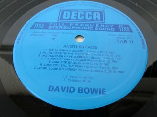 David Bowie Another Face Lp Very Rare Uk Export Issue Unique Blue Decca Label
