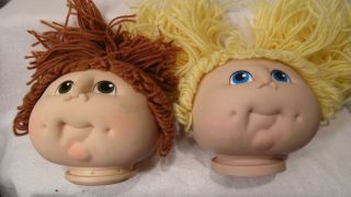 2 Vintage Cabbage Patch Doll Heads,  Copyright 1984 Mn Thomas