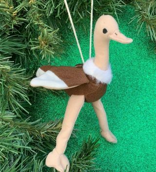 Rare Custom Ty Teenie Beanie Babies Stretchy The Ostrich Christmas Tree Ornament