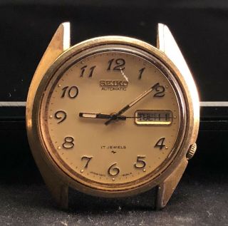 Vintage 1970s Men Seiko Automatic Gold Watch Runs