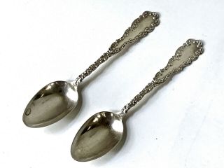 Set Of 2 Antique Sterling Silver Table / Place Spoons Mono N - R.  Wallace & Sons