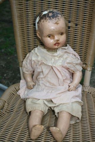 Vintage Antique Composition 20  Doll As Found For Tlc Repair