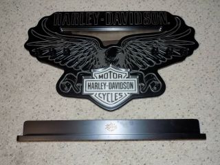 Cool Rare 2 Piece Harley Davidson Motorcycles Black Wood Carved Pool Cue Rack