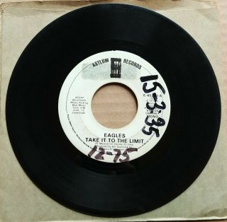 Eagles Take It To The Limit Dj Promo Rare 45 7 " Pop Country Rock 1975 Vinyl