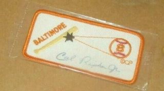 Vintage Cal Ripken Jr.  Autograph Signed Patch 8 Baltimore Orioles Hof Rare