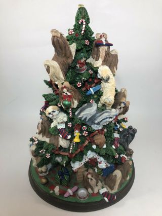 The Danbury Shih Tzu Christmas Tree Retired Rare Dog Light Up Decoration
