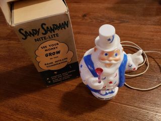 Vintage Rare 1960 ' s Harett Gilmar SANDY SANDMAN Christmas Light and Bank 2