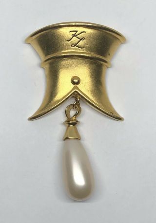 (inv 514) - Rare Vintage Jeweled " Soldier Hat " Pin - Karl Lagerfeld