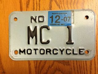 Rare North Dakota Nd Dealer Motorcycle License Plate Mc 1 - Style Your Man Cave