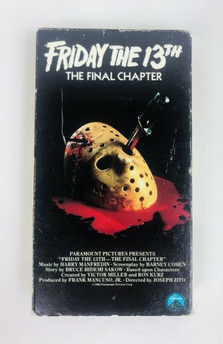 Friday The 13th Iv 4 The Final Chapter Vhs 1984 First Release Paramount Rare