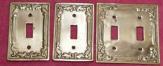 Vintage Brass Light Switch Covers Set Of 3