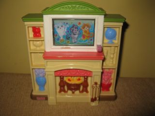 Fisher Price Loving Family Dollhouse Musical Fireplace Mantel Barbie Ballet Cat