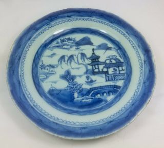 18th Century Kangxi Chinese Blue And White Hand Painted Plate