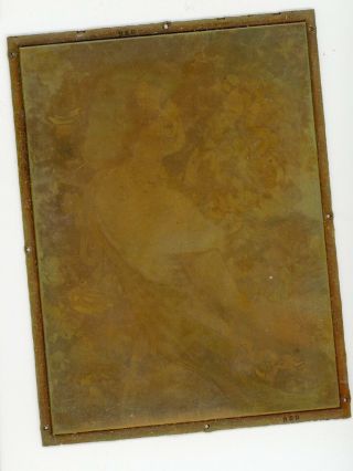 4 Art Nouveau Copper Engraved Printing Plate Block Letterpress Rare Woman