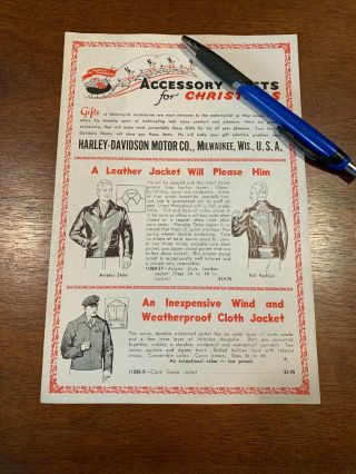 No Res Antique 1930’s Harley Davidson Christmas Accessory Flyer Knucklehead 1936