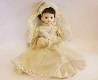 Porcelain Bride Doll In White Dress,  Vintage Bridal Doll,  Hand Painted,  1950 