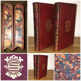 1850 Antique Pair The Of Rev.  Joseph Butler 2 Volume Fine Leather Binding