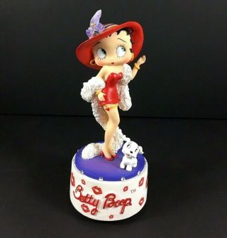 Betty Boop Music Box Plays " Putting On The Ritz  Hat Boa & Pudgy " Rare Vgc