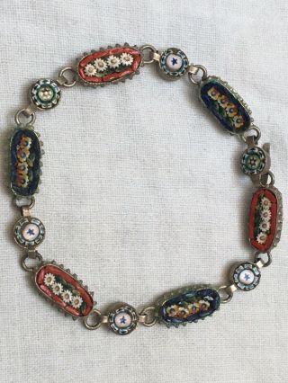 Antique Art Deco 1920s To 1930s Micro Mosaic Bracelet Multicolour Detailed