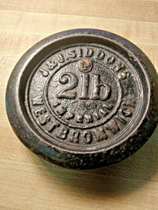 Cast Iron Authentic Antique 2lb Scale Weight - J&j Siddons Westbromwich