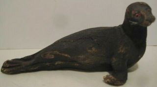Antique Composition Toy Seal / Sea Lion Figure 3 1/8 " Elastolin Germany 1920s