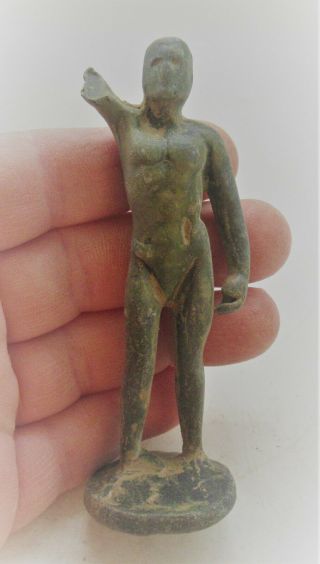 Circa 200 - 300ad Ancient Roman Bronze Statue Of A God European Finds