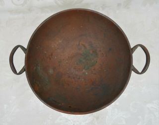 Antique Arts & Crafts Era Hammered Copper Pedestal Bowl Dish 2